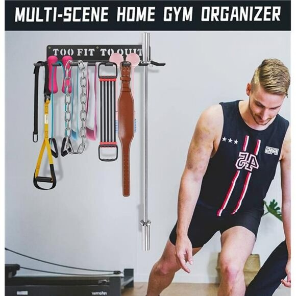 Black-coating 8 Prongs Hook Heavy-gauge Wall-mounted Home Gym Organizer - Picture 5 of 7